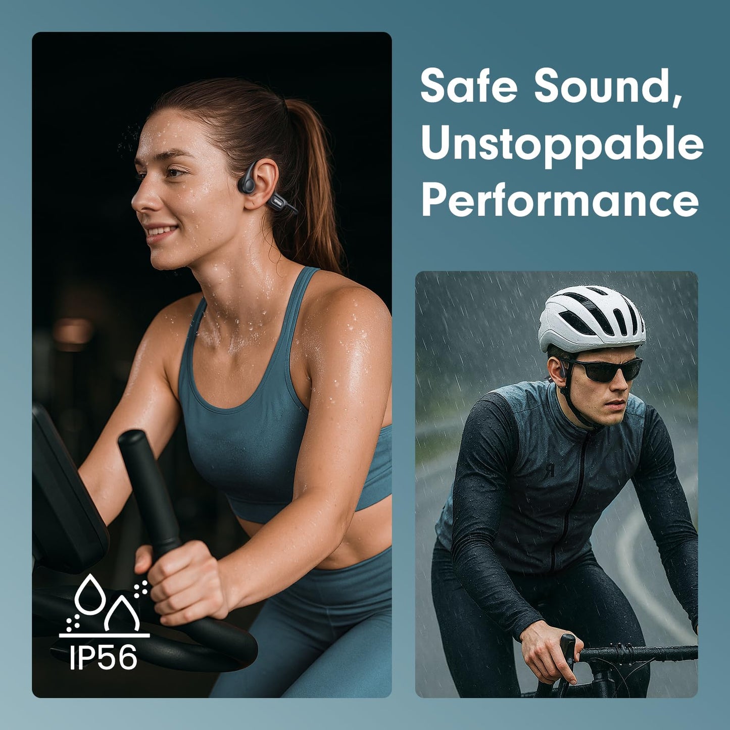 Soynoen Bone Conduction Headphones, Open Ear Headphones Bluetooth 5.4 with Mic, 8H Playtime,Bone Conduction Earbuds IP56 Waterproof for Cycling…