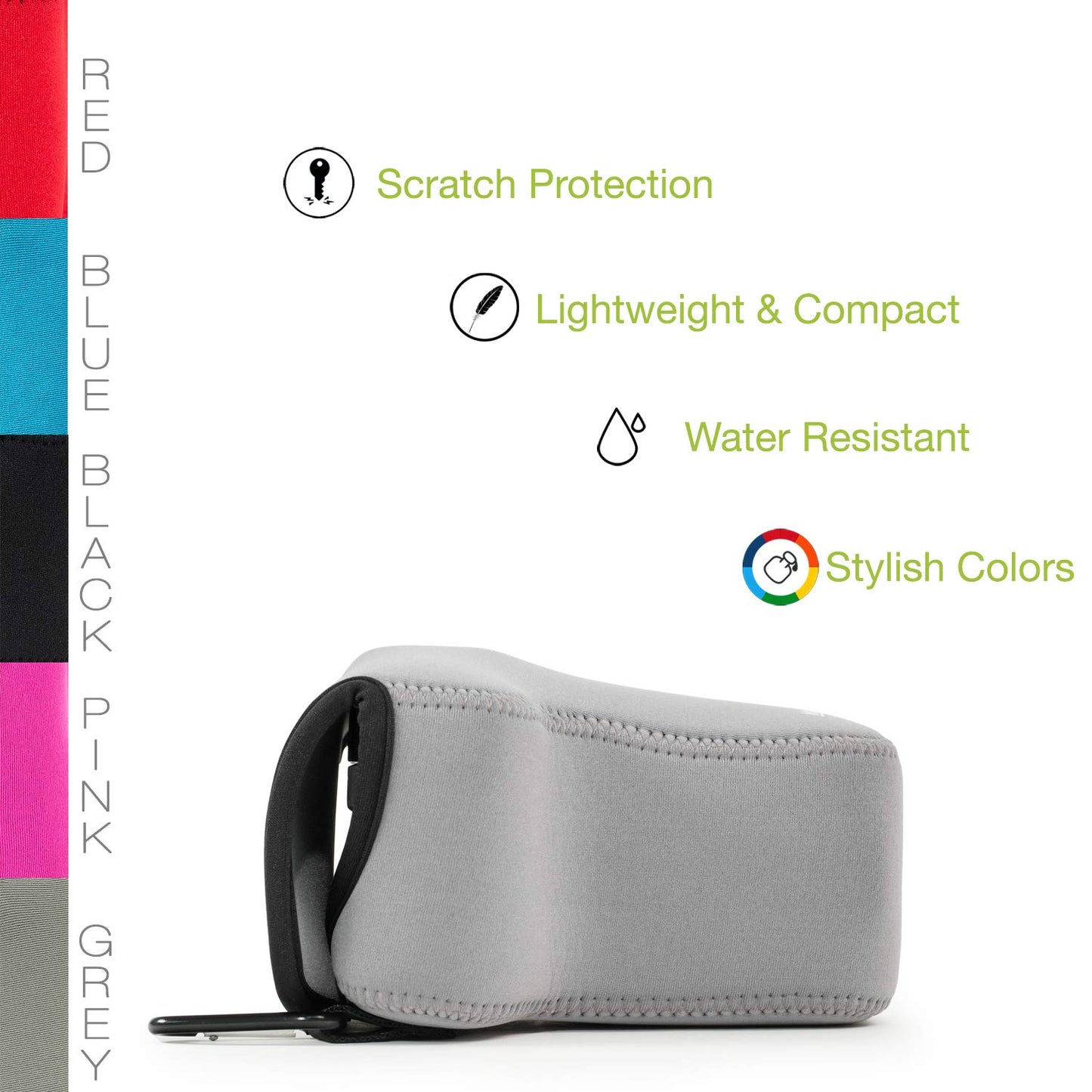 MegaGear Olympus OM-D E-M5 Mark II 12-40mm Ultra Light Neoprene Camera Case, with Carabiner - Gray - MG1197