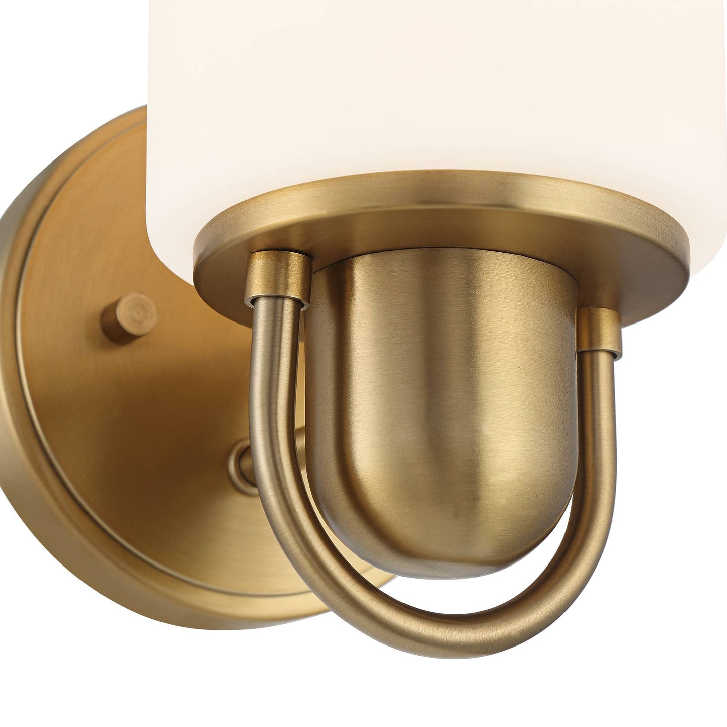 Possini Euro Design Copenhagan Modern Wall Light Sconce Warm Brass Gold Metal Hardwired 4 3/4" Fixture White Glass Shade for Bedroom Bathroom Vanity