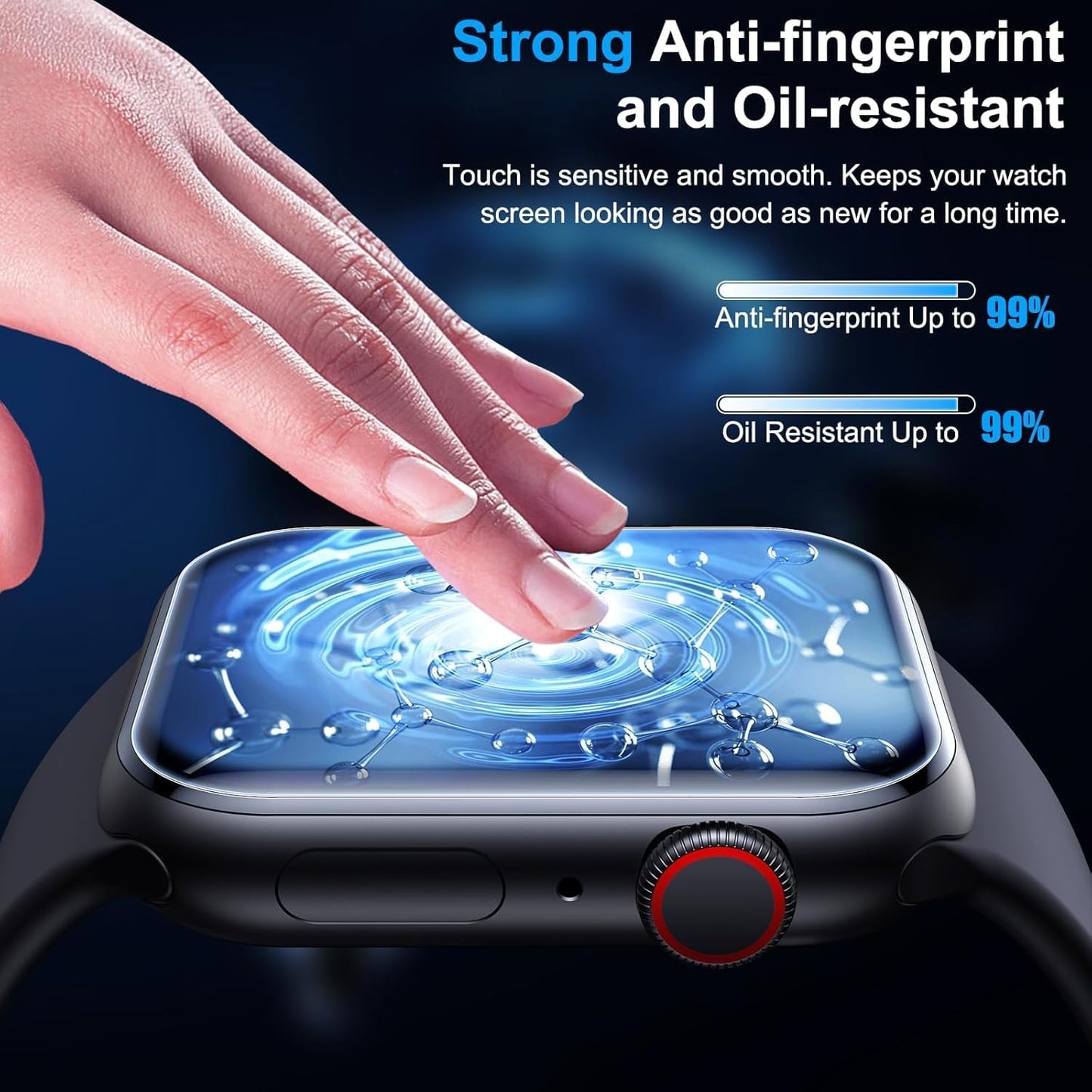 Uyiton Bubble-Free Screen Protector for Apple Watch Series 9/8/7 45mm, TPU Film, 2 Pack