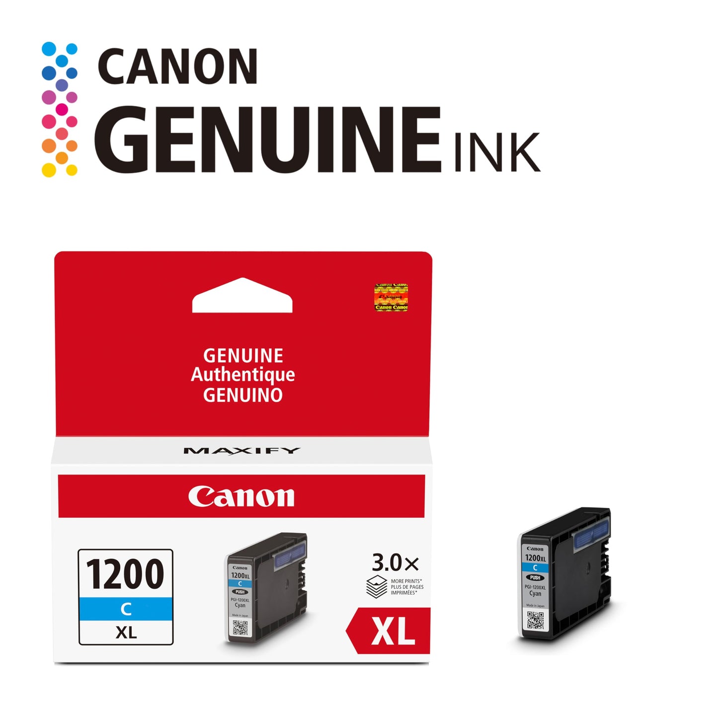 Canon PGI-1200XL Genuine Cyan Ink Tank, Compatible with MB2120, MB2720, B2020, and MB2320 (Optional) Printers