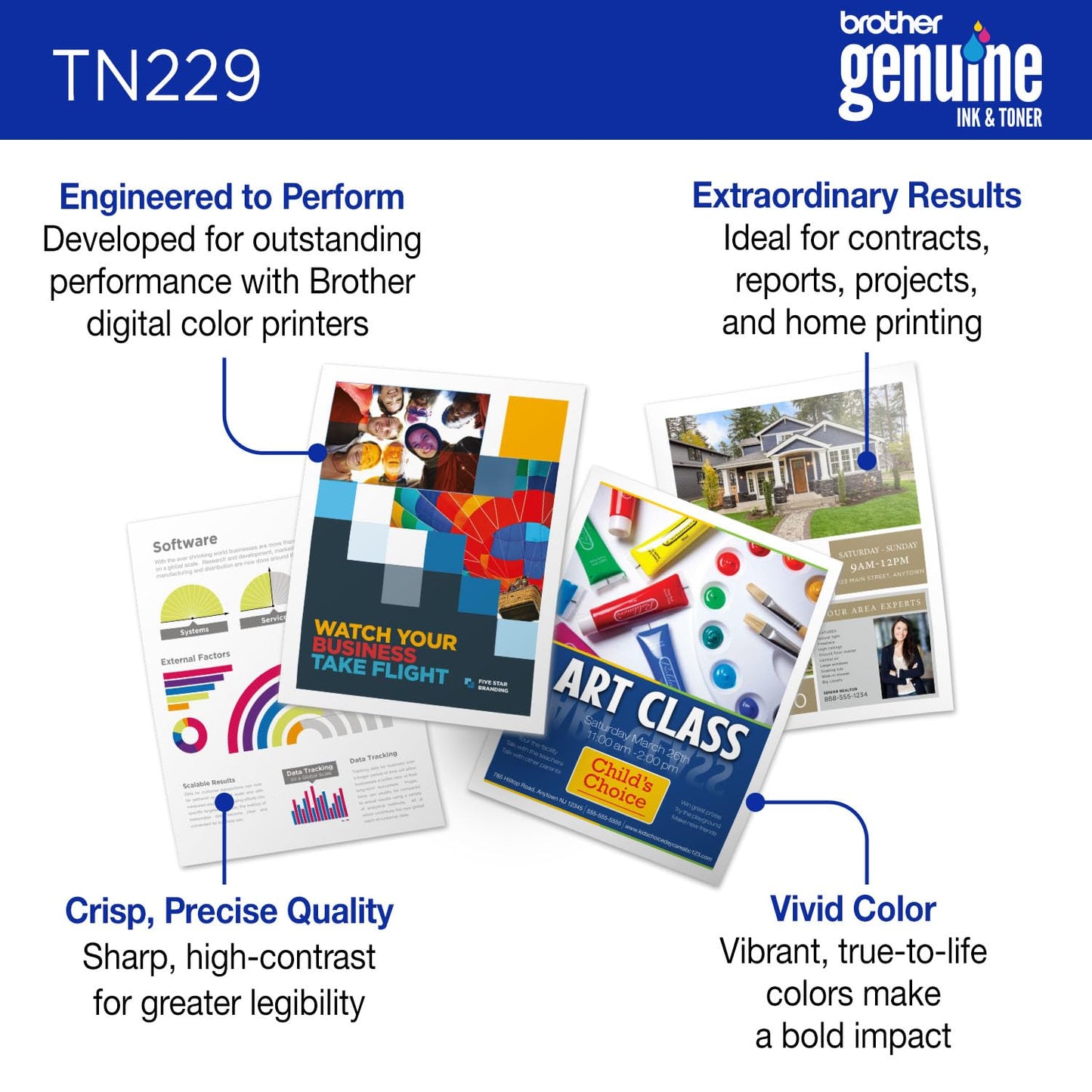 Brother Genuine TN229C Cyan Standard Yield Printer Toner Cartridge - Print up to 1,200 Pages(1)