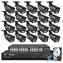 PANOOB 32 Channel Security Camera System 4K, 20x 8MP PoE IP Bullet Cameras, Smart Dual Light Color Night Vision, 2 Way Audio, AI Human Vehicle