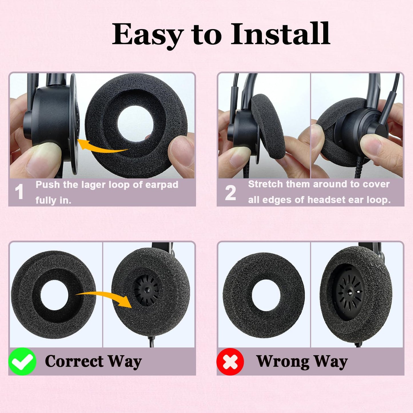 Plantronics Headset Ear Cushions Foam Replacement Ear Pad for Plantronics Blackwire C320 3320 3210 3220 HW251N HW261N HW510 HW520 Jabra PRO 930 Most