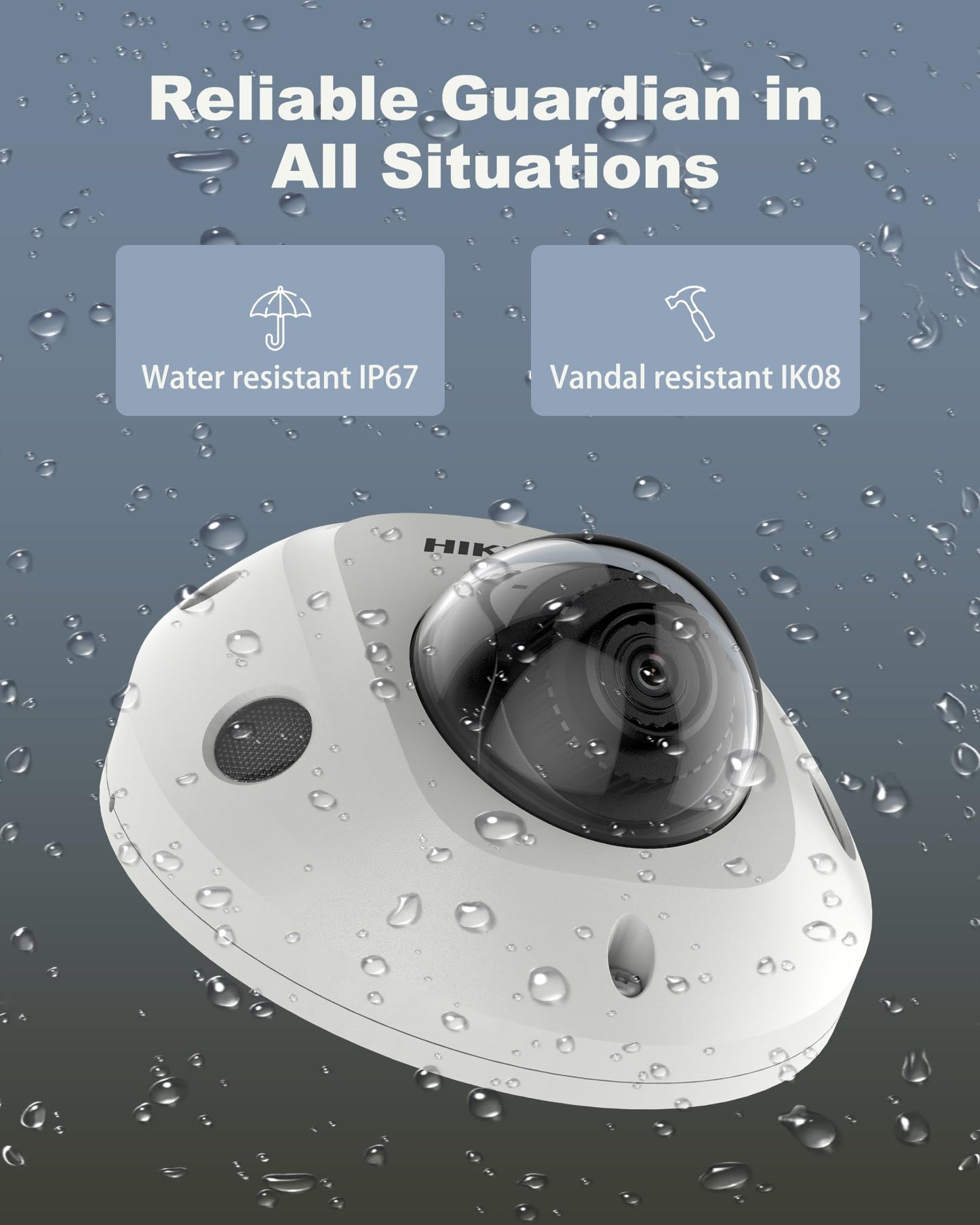 Koiron DS-2CD2543G2-IS 4MP AcuSense Mini Dome Camera, IP Cameras with WDR, Built-in Mic, PoE/Ethernet Port, IP67 Rating,2.8mm Lens, International
