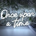 SYLHOME Once Upon A Time LED Neon Light Sign Home Bedroom Kids Room Nursery Wall Decor Sign Words Art Wedding Birthday Bookshelf Decor 5V USB