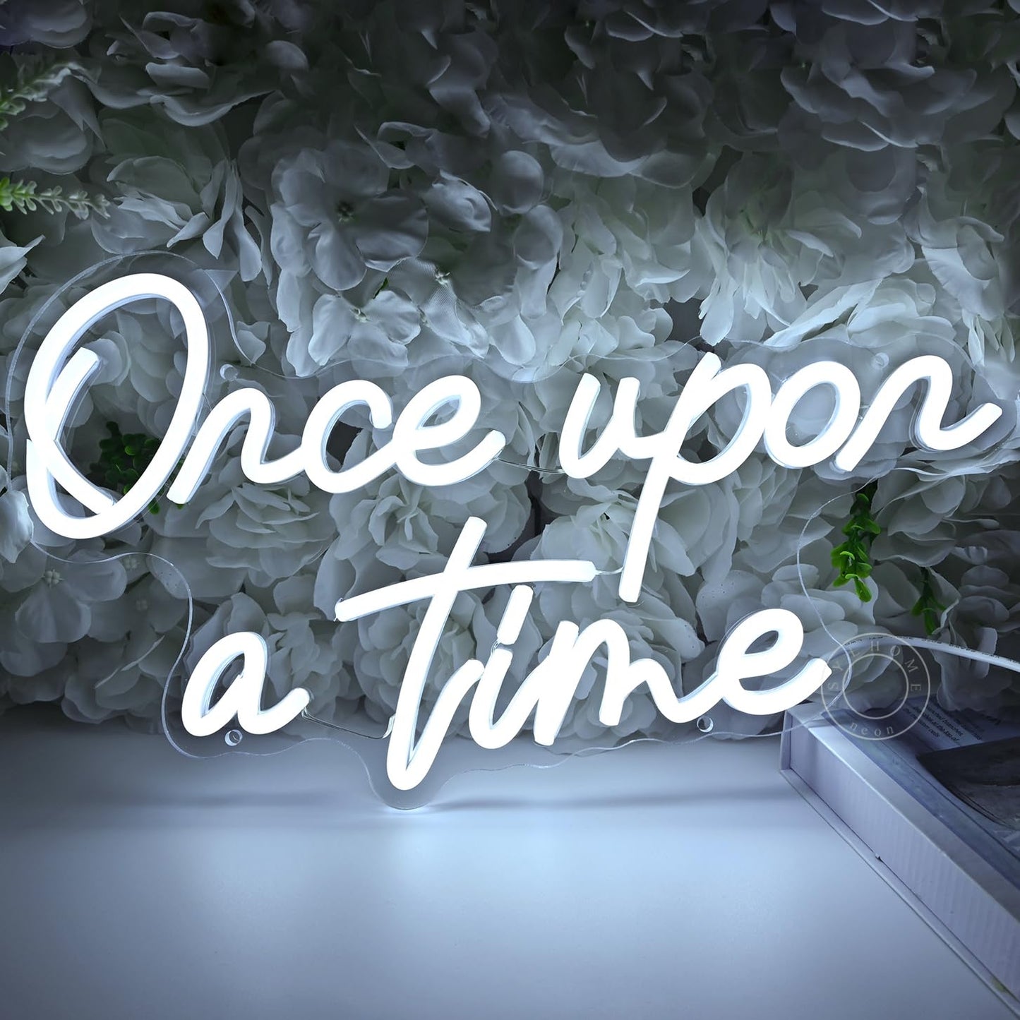 SYLHOME Once Upon A Time LED Neon Light Sign Home Bedroom Kids Room Nursery Wall Decor Sign Words Art Wedding Birthday Bookshelf Decor 5V USB
