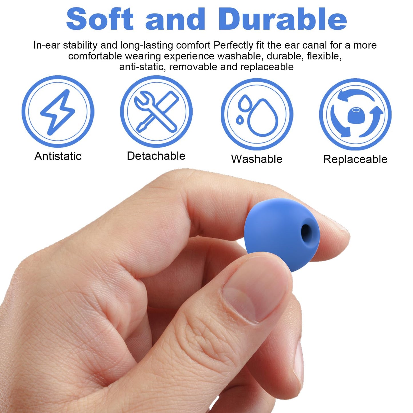 Replacement Eartips Silicone Earbuds Buds Set Compatible with Beats Powerbeat 2 Powerbeat 3 Stereo Wireless Headphones (4 Pair, Blue)