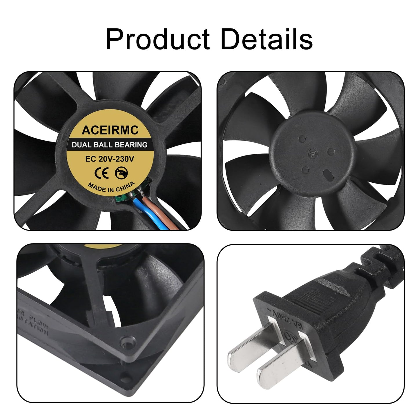 ACEIRMC 2pcs EC Axial Fan AC 110V 115V 120V 220V 240V Brushless Cooling Fan 80mm x 25mm for Desktop