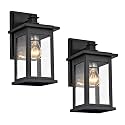 MICSIU 2 Pack Matte Black Outdoor Wall Sconce, 12 Inch Vintage Farmhouse