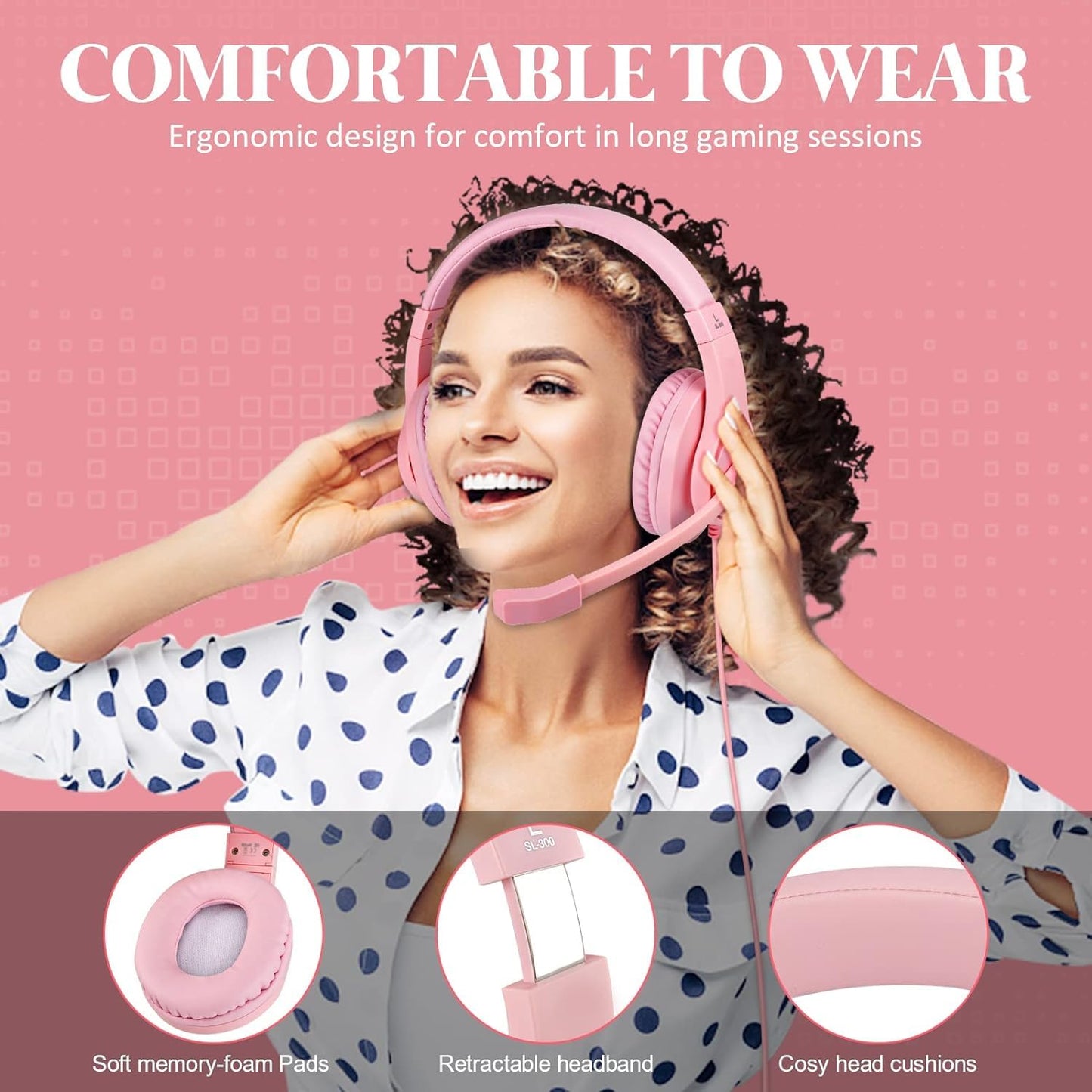 DIWUER Gaming Headset for Xbox One, PS4, PS5, Nintendo Switch, Bass Surround and Noise Cancelling 3.5mm Over Ear Headphones with Mic for Laptop PC