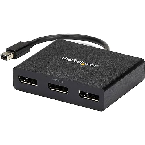 StarTech.com 3-Port Multi Monitor Adapter - Mini DisplayPort to DisplayPort MST Hub, Dual 4K30Hz & 1x 1080p - Video Splitter for Extended Desktop Mode