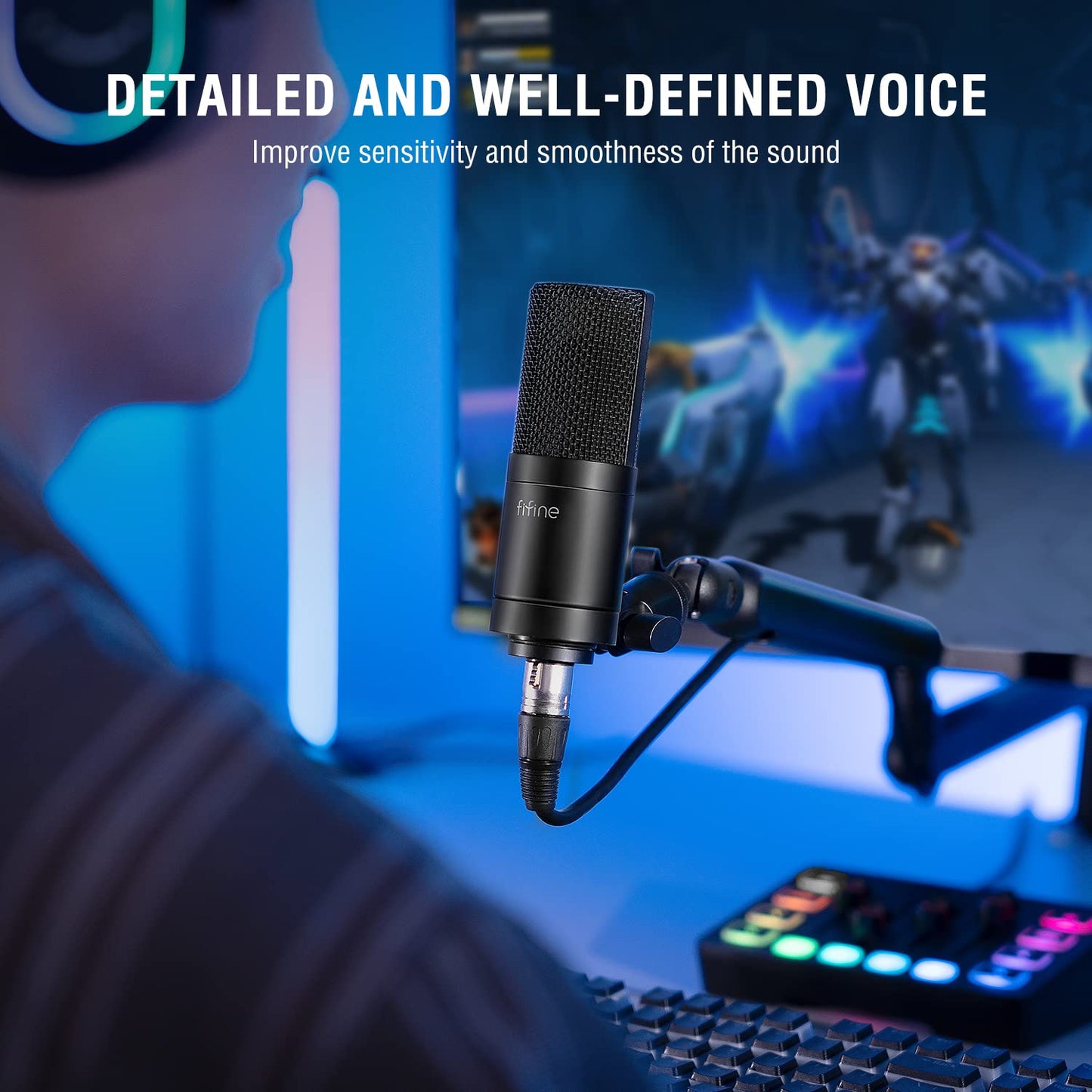 FIFINE XLR Microphone, Condenser Podcast Mic for Recording, Vocal, Voice-Over Streaming, Podcast, Singing, Cardioid Studio Microphone, Metal Material