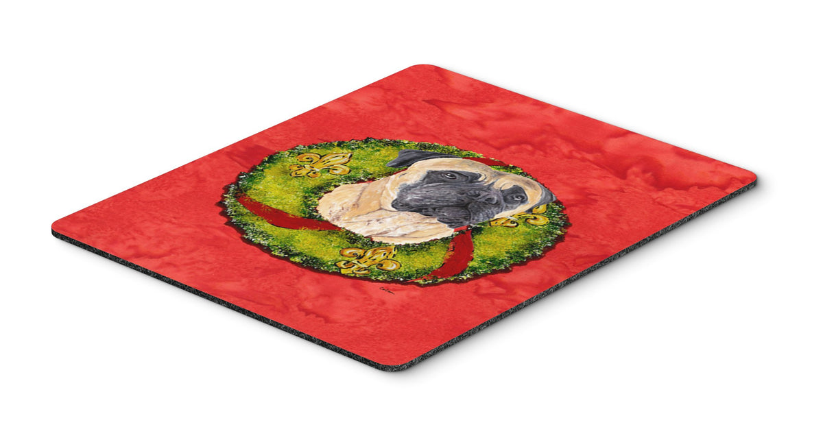 Caroline's Treasures SC9087MP Mastiff Christmas Wreath Mouse Pad, Hot Pad or Trivet for Home Office Gaming Working Computers Laptop Mouse Mat,Washable