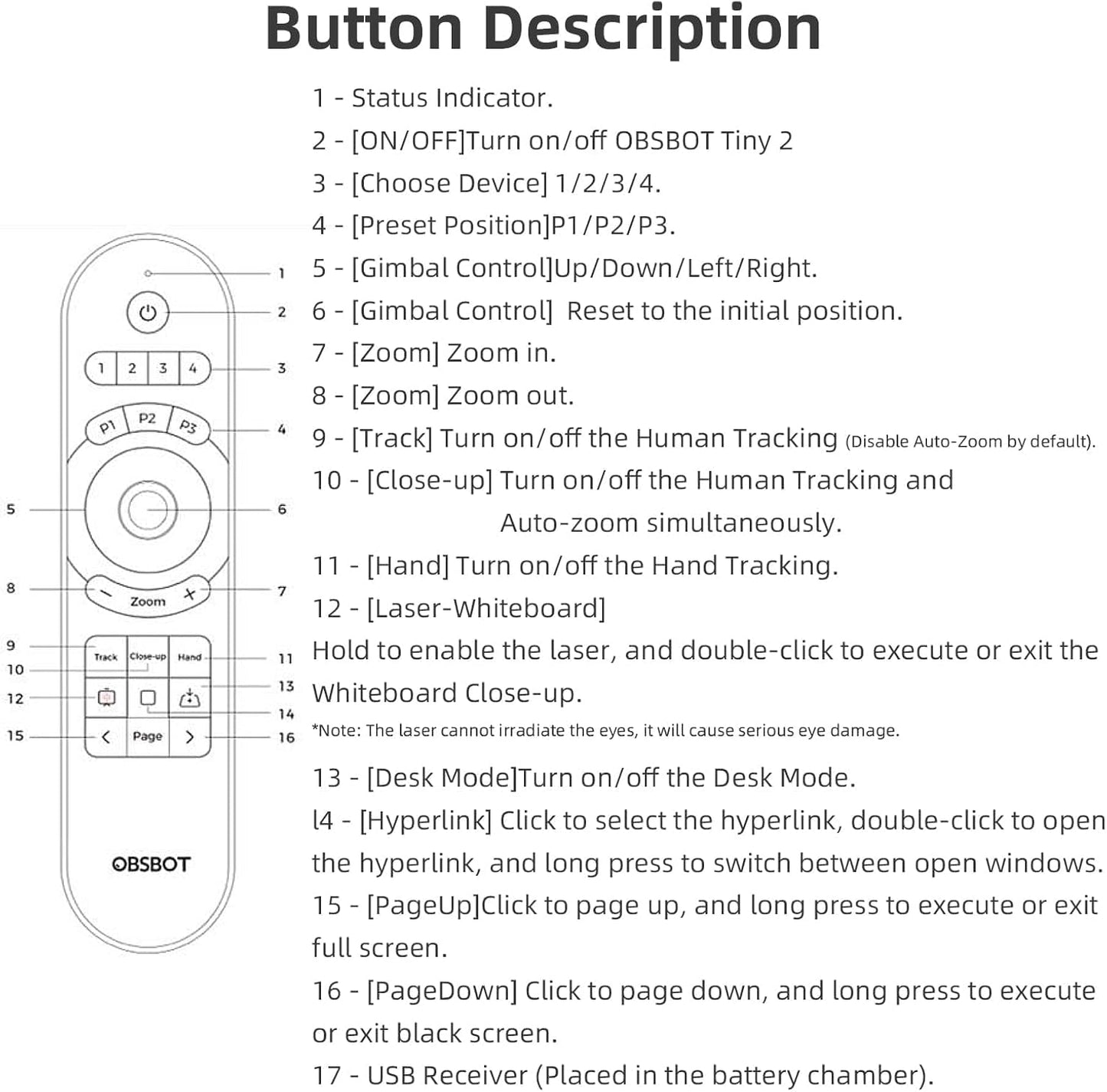 OBSBOT Tiny Smart Remote 2, Smart Remote for Tiny 3 Lite/Tiny 3/Tiny 2 Lite/Tiny 2/Tiny 4K/Tiny 1080P/Tiny SE Webcam and UVC to HDMI Adapter 2nd Gen