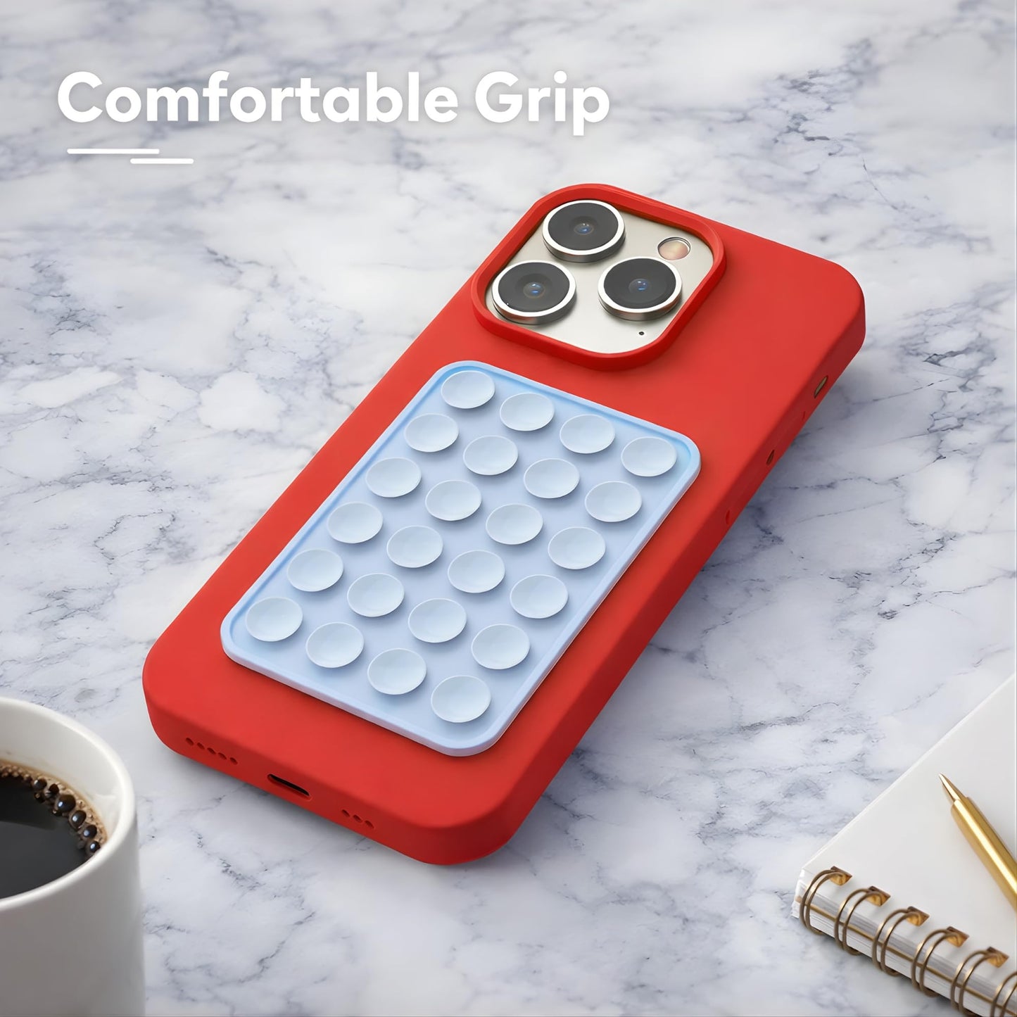 Suction Phone Case Mount, Phone Sticky Grip for iPhone and Android, Adhesive Phone Accessory, Hands-Free Mirror Shower Phone Holder for Videos