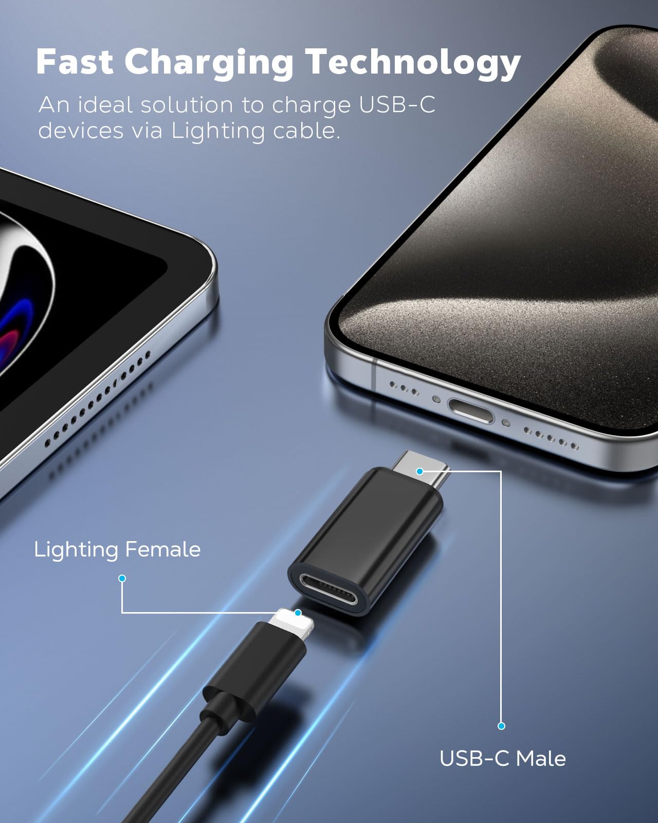 MoKo Lightning Female to USB C Male Adapter 2Pack, USB-C Lightning Adapter for iPhone Air 17 16 15 Pro Max Plus, iPad Pro/Air, Galaxy, iPhone to USB…