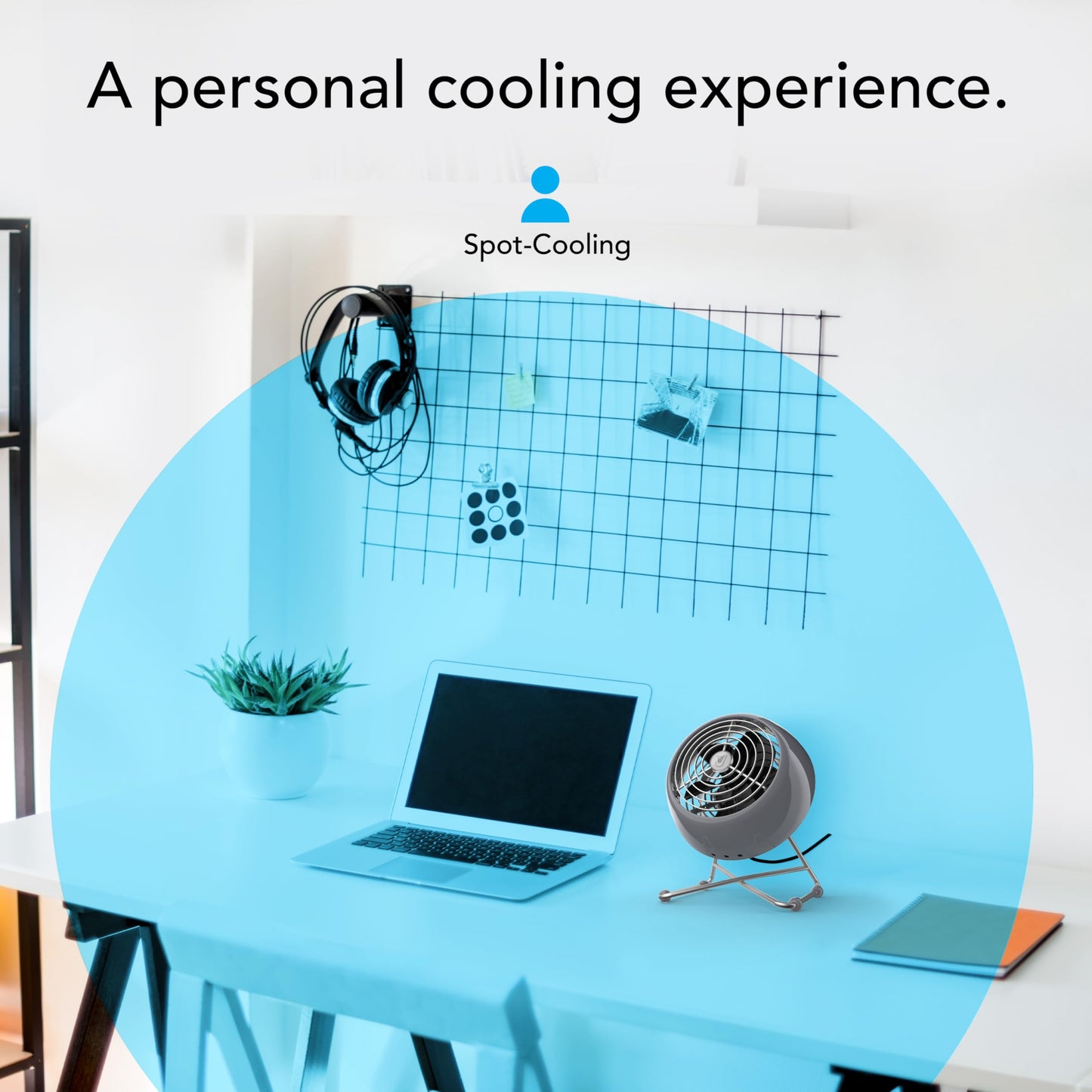 Vornado VFAN™ Mini Modern Personal Desk Fan with 2-Speed Control, Adjustable Tilt, Quiet Metal Air Circulator for Office, Bedroom, Dorm, Compact