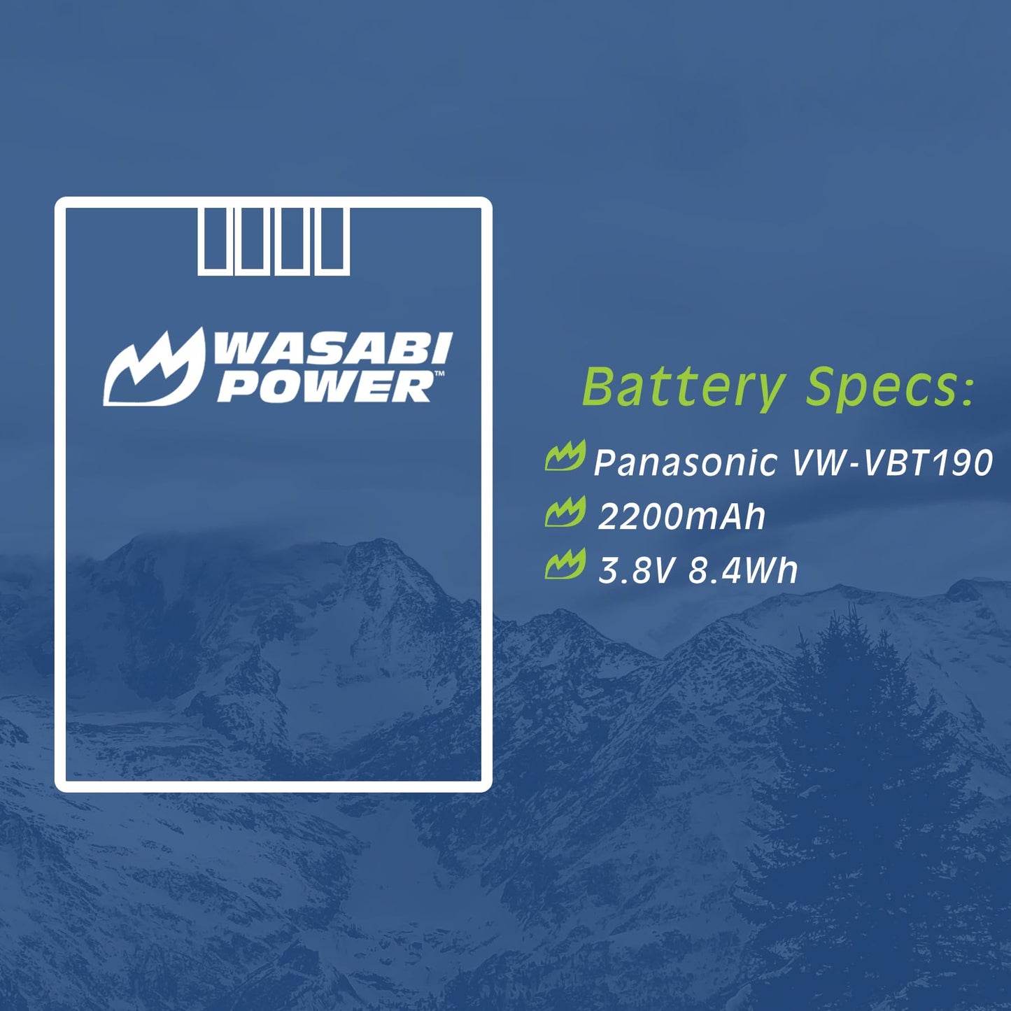 Wasabi Power Battery (2-Pack) and Charger for Panasonic VW-VBT190