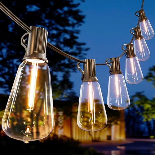 SEVSONSNZZ Outdoor String Lights 20FT - LED Waterproof Patio Lights Shatterproof ST38 Edison Bulbs, Connectable Hanging Vintage Lights for Outside