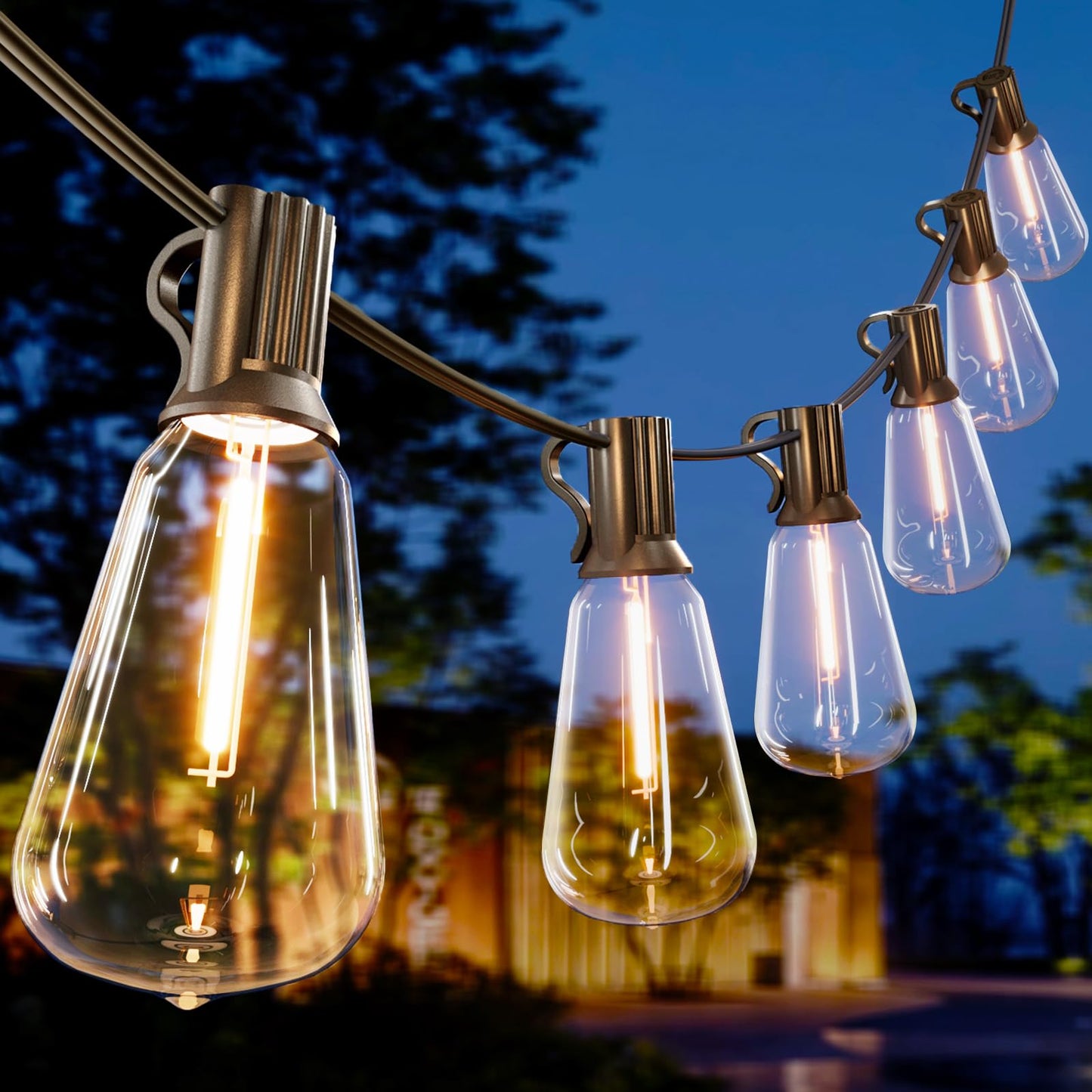 SEVSONSNZZ Outdoor String Lights 20FT - LED Waterproof Patio Lights Shatterproof ST38 Edison Bulbs, Connectable Hanging Vintage Lights for Outside
