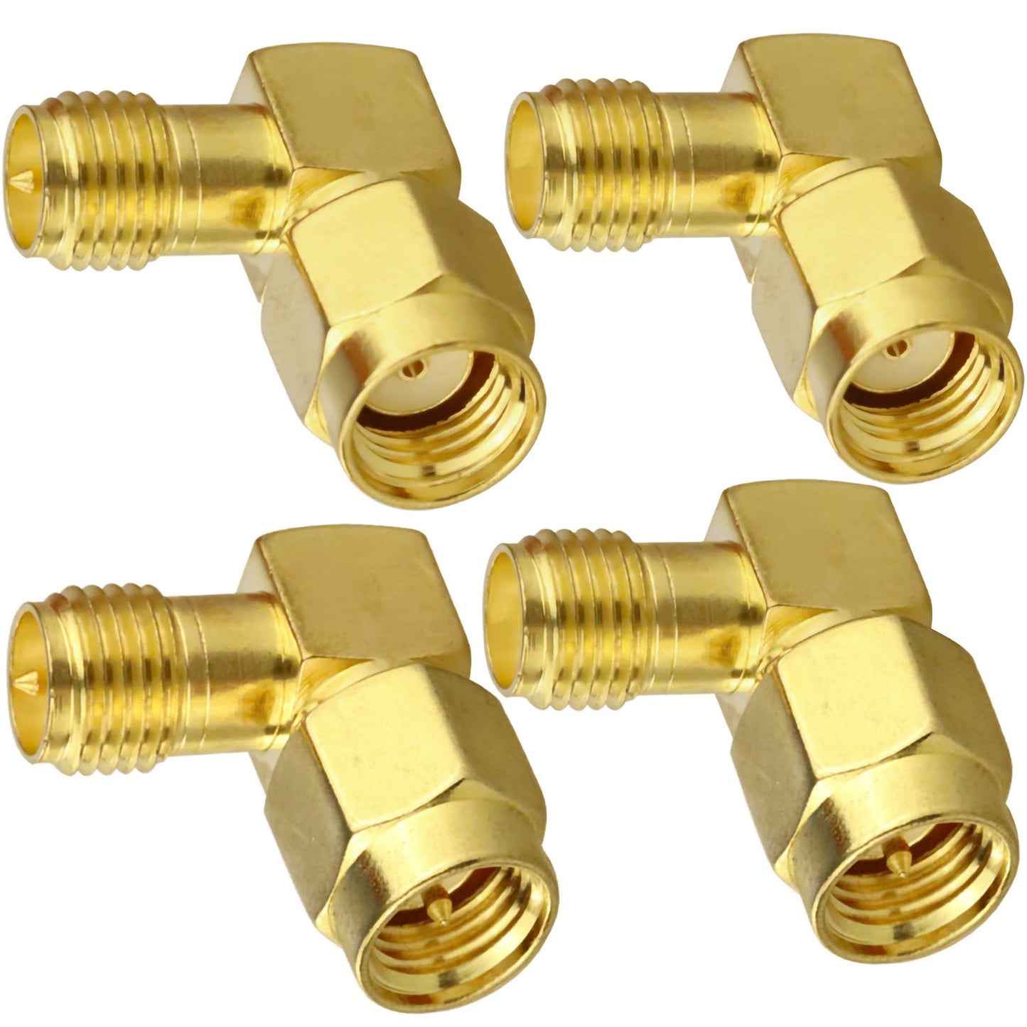 TUOLNK Right Angle SMA Adapter, Low Loss SMA Elbow Male/Female to RPSMA Male/Female Coax Adapter for LTE Antenna, Extension Cable (4PCS)