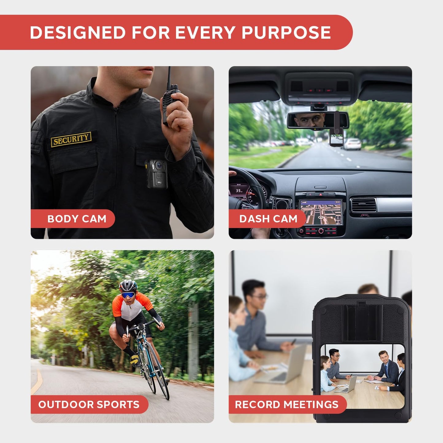 Pyle Police Security Video Body Camera | HD 2304 x 1296p Rechargeable Wireless Waterproof Wearable Law Enforcement Surveillance Camera | Includes