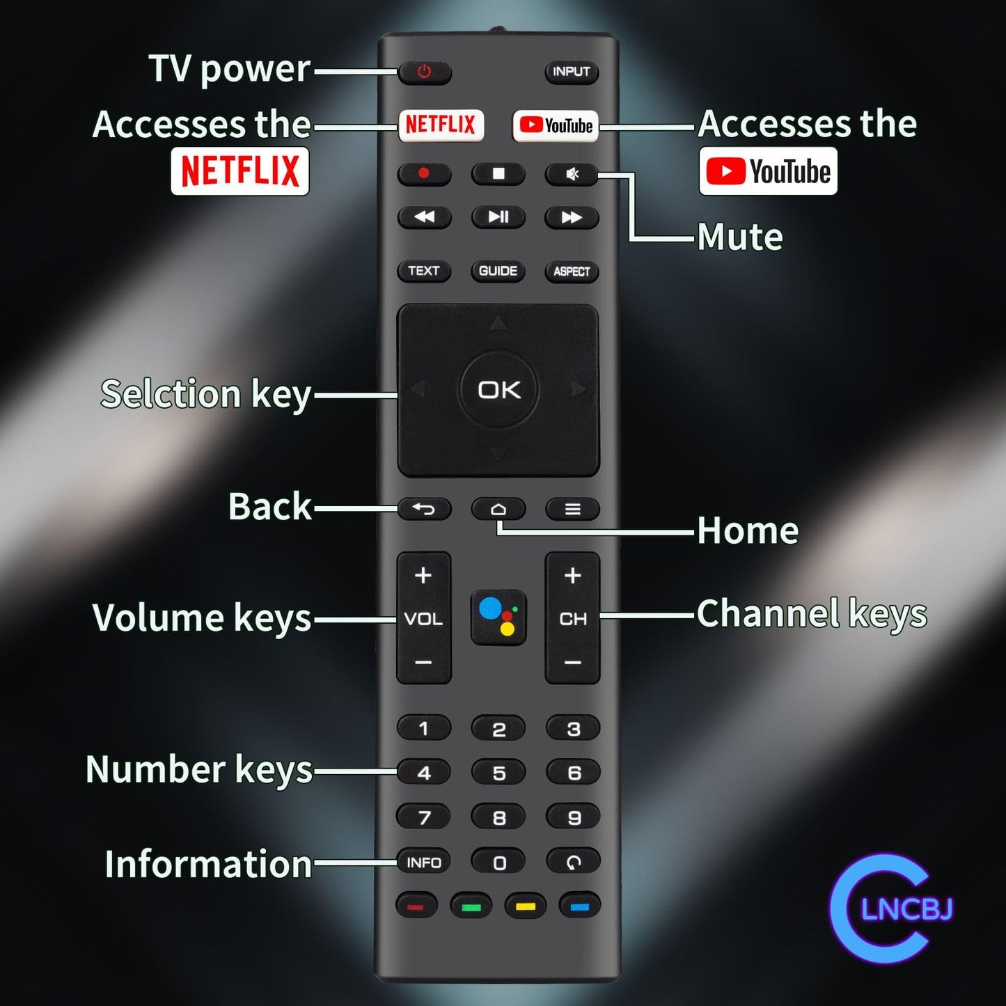 RM-C3329 Remote Control for JVC Konka 4K Android TV Remote - Replace Konka JVC TV Models 32H31A 40H33A 43U55A 50Q75A 50U55A 55Q75A 55U55A 65Q75A