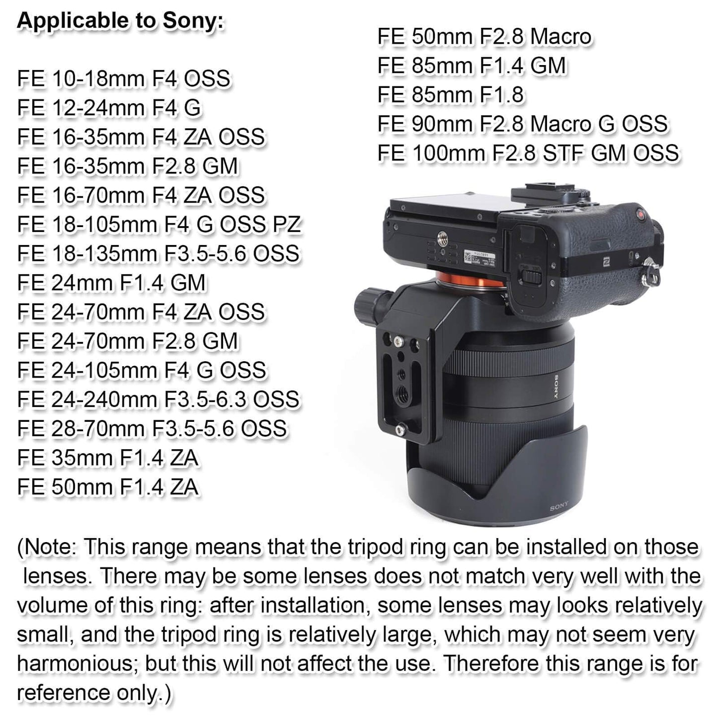 iShoot Tripod Mount Ring Lens Collar with Arca-swiss Fit Quick Release Plate Compatible with Sony SEL35F14Z FE 35mm f/1.4 ZA, SEL90M28G FE 90mm f/2.8