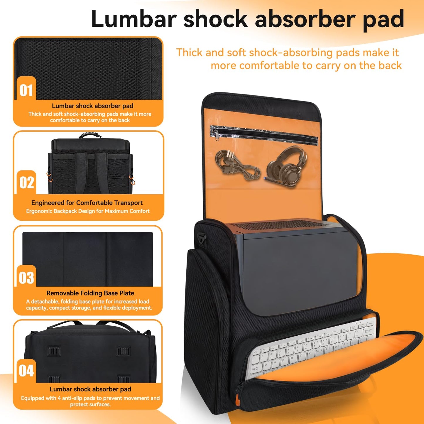 Computer Desktop Mid Tower PC Carrying Case,PC Travel Case Padded Carrying Bag Backpack for ATX/M-ATX Mid-Tower, Portable PC Carrying Bag for PC
