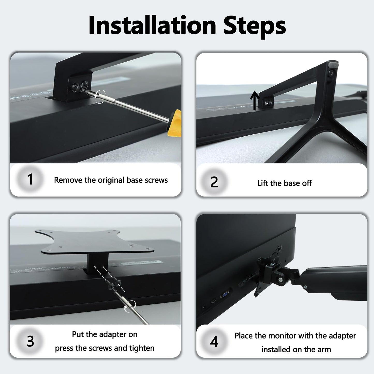 Yunquehe G24 Vesa adapter Compatible with Xiaomi mi 23.8" monitor?Fits A24 ,G24 ,1C,1A,RMMNT238NF?-Mount Bracket for VESA 75x75 to 100x100 Monitor