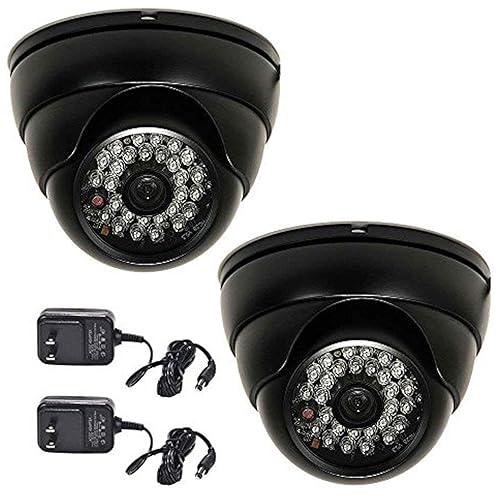 VideoSecu 2 Pack Dome 700TVL Outdoor Security Cameras 1/3" CCD Built-in IR Infrared Day Night Vision 3.6mm Lens Wide Angle for DVR CCTV Home