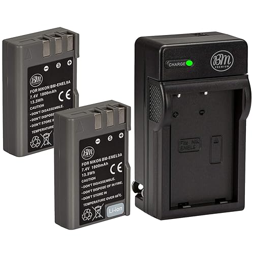 Big Mike's BM Premium 2 Pack of EN-EL9, EN-EL9A Batteries and Battery Charger for Nikon D5000, D3000, D60, D40x & D40 Digital SLR Camera