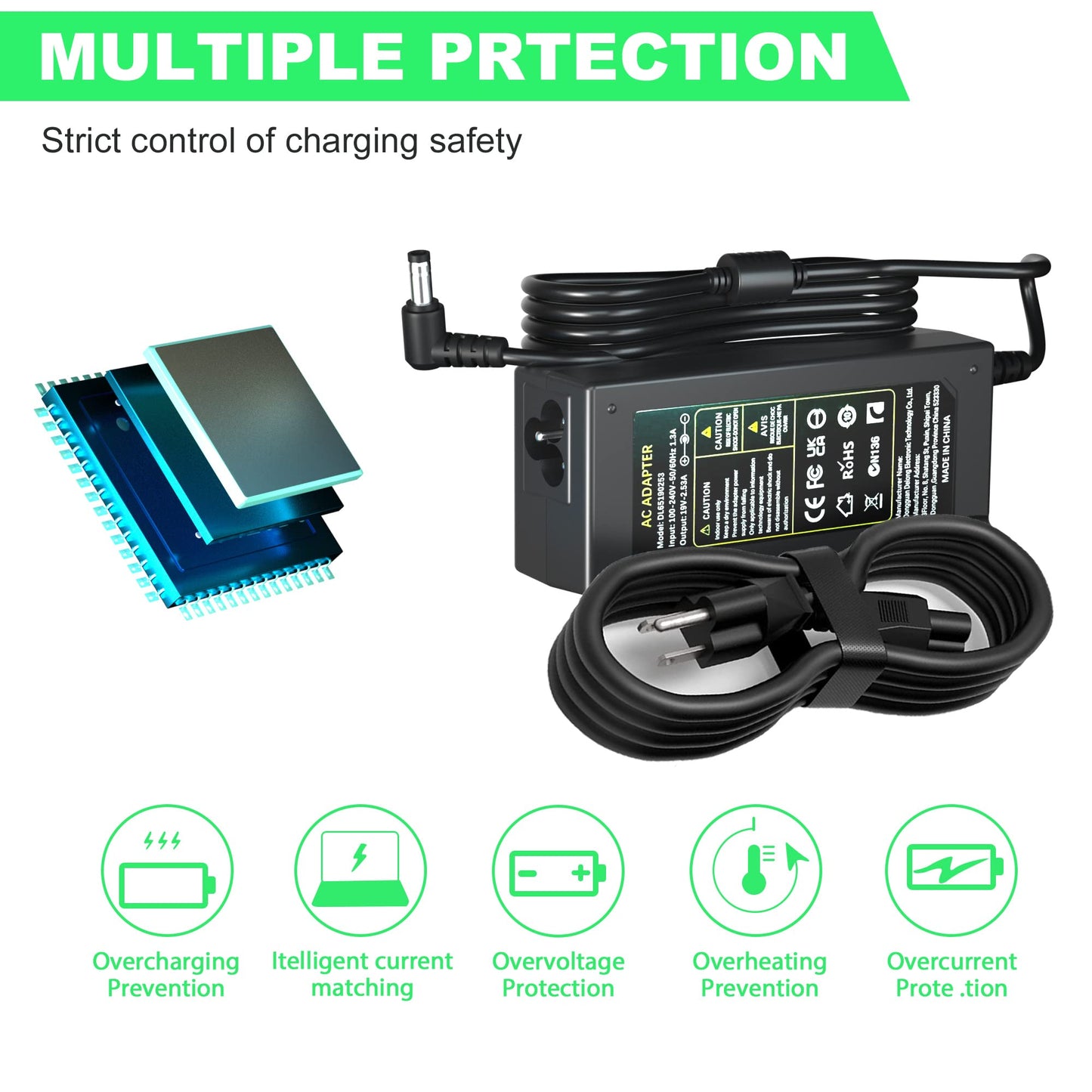 Adaptake 19V Charger Compatible for LG Electronics 19" 20" 22" 23" 24" 27" 32" LED LCD TV Monitor Power Supply