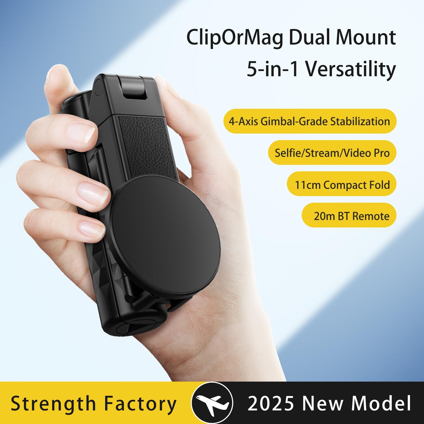 2026 New Pocket Selfie Stick: Magnetic/Clamp Dual Mount, Multi-Angle, Tripod, Wireless Remote, Fill Light, Vlogging Essential| for iPhone & Android