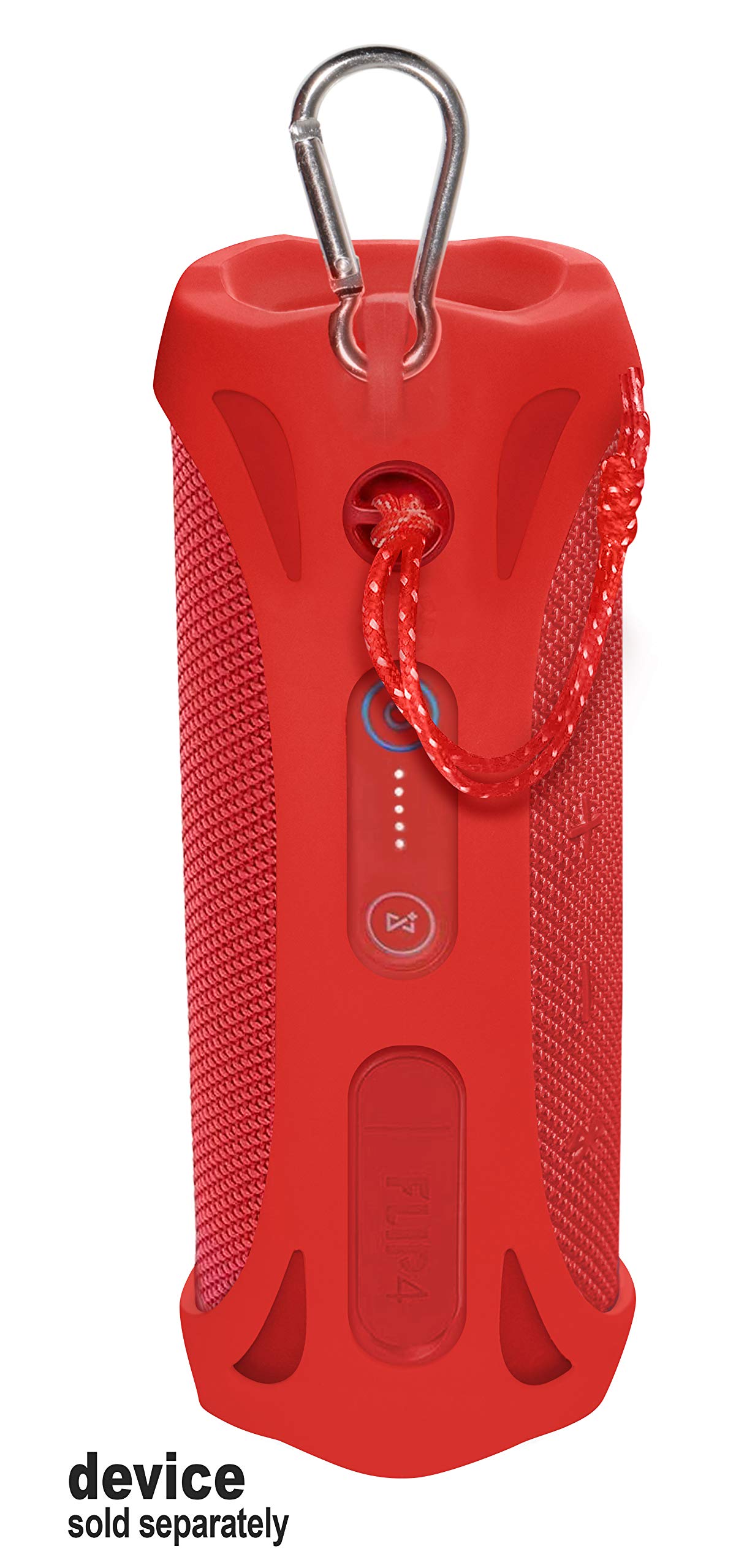 Alltravel Protective case for FLIP4 Waterproof Portable Speaker, Tailor Made Portable Sound Through Design, Easy to go Super Strong Carabiner (Red)