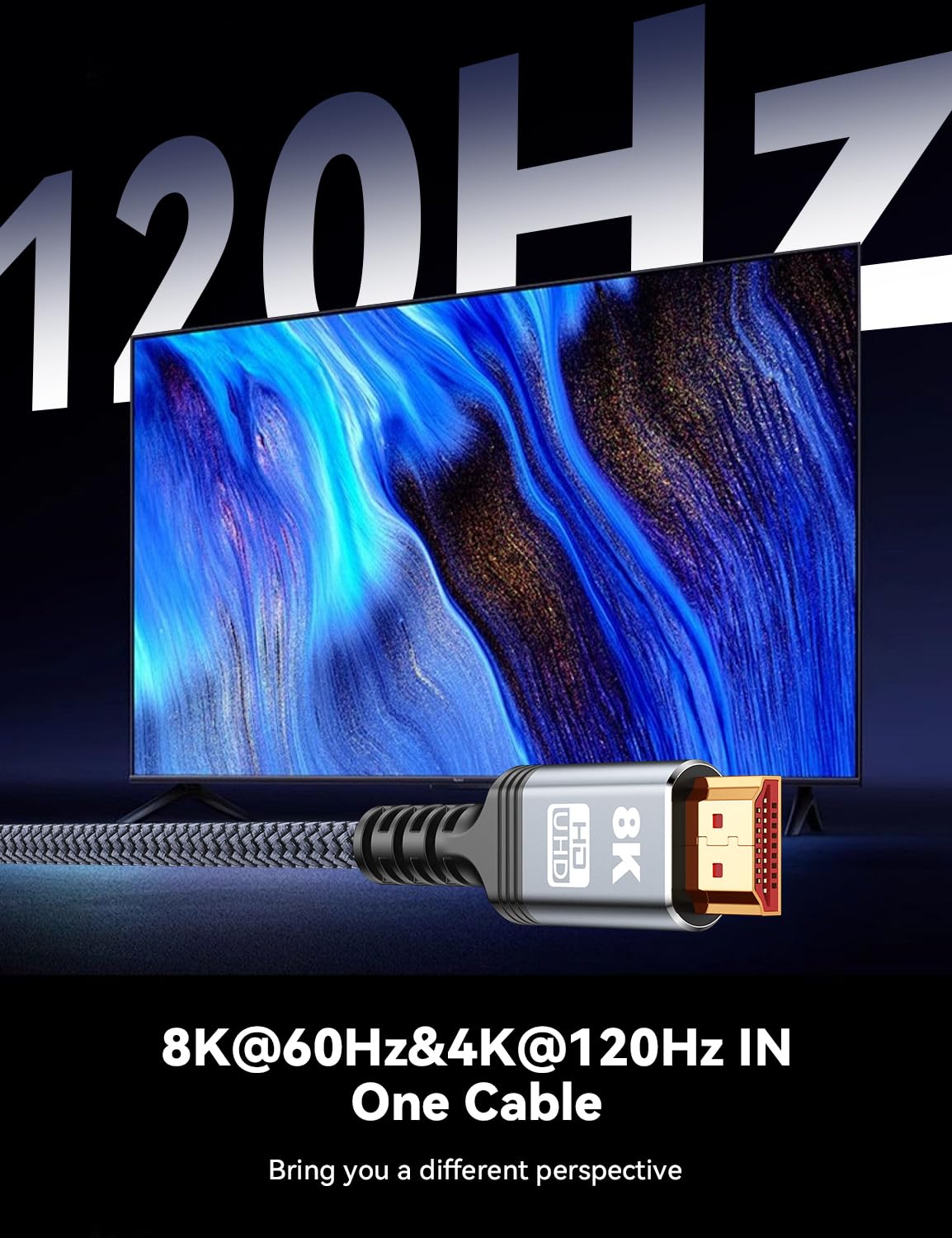 iYavvort 8K 10K 4K HDMI Cable 48Gbps 3.3FT/1M, Certified Ultra High Speed HDMI Cable Braided Cord-4K@120Hz 8K@60Hz, DTS:X, HDCP 2.2 & 2.3, HDR 10