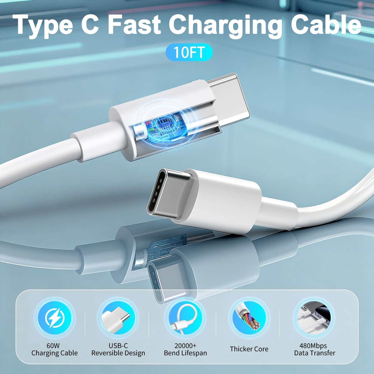Samsung USB C Super Fast Charger,2Pack 45W Type C Android Phone Charger Block with 10FT Type C Fast Charging Cable for Samsung Galaxy S26