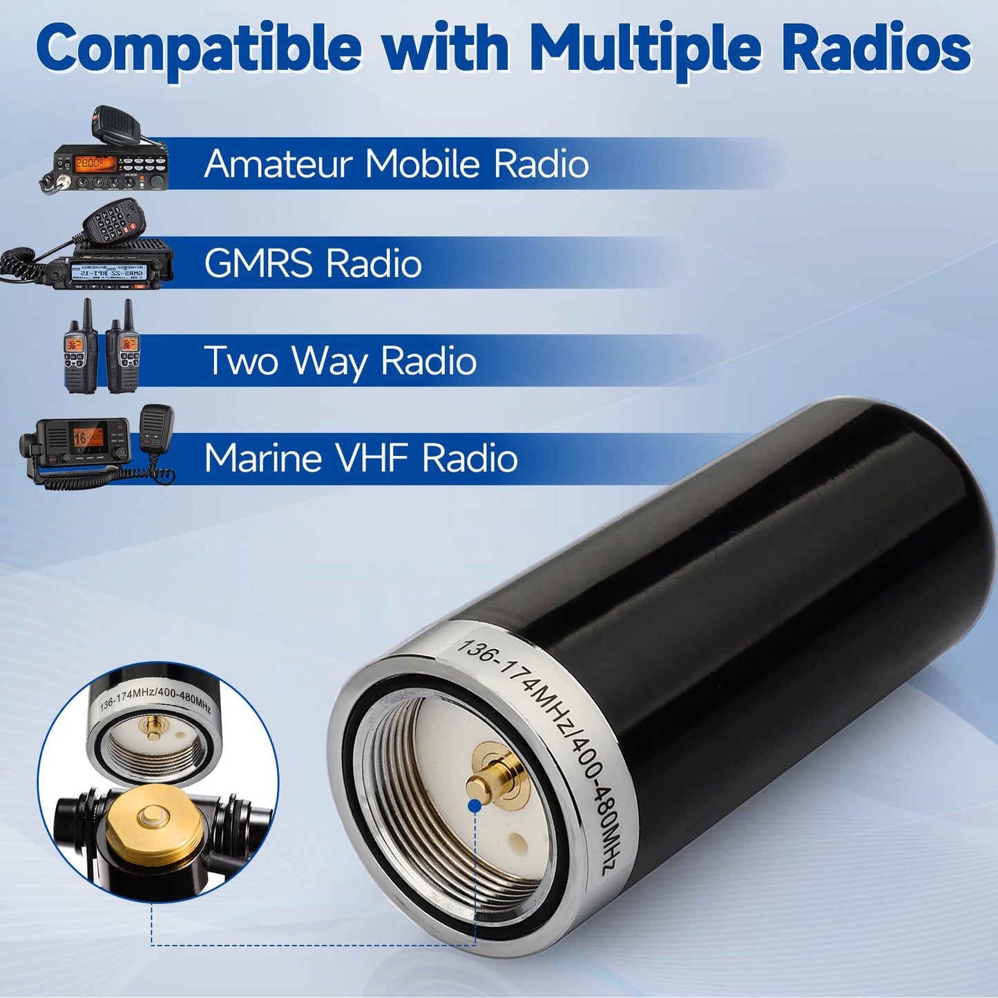 Bingfu Vehicle Mobile Ham Radio Antenna Dual Band VHF UHF 136-174MHz 400-470MHz Low Profile NMO Mount Antenna for Car Truck Amateur/Two Way/Marine VHF