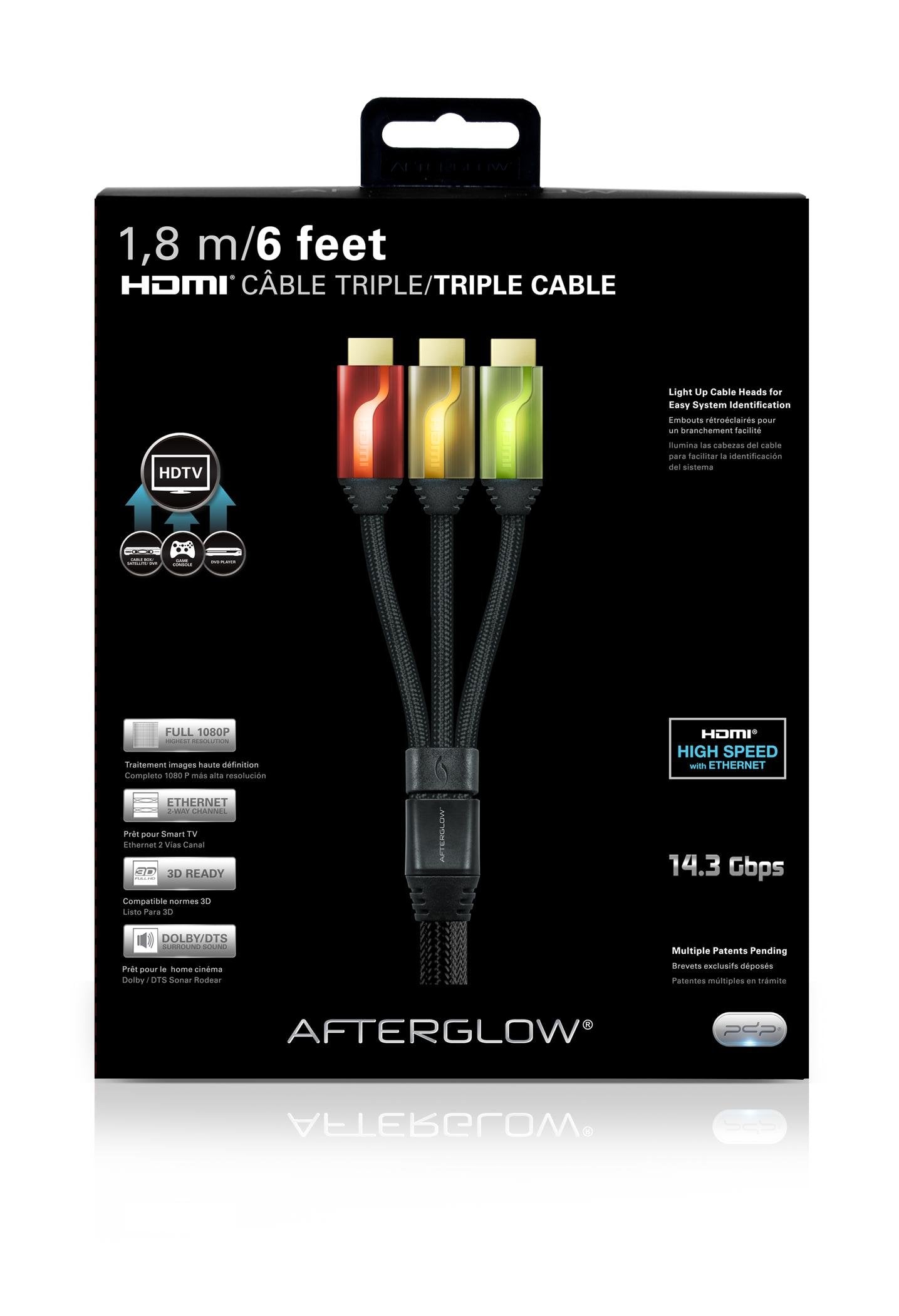PDP Câble HDMI Afterglow Triple 180m - Rouge/Orange/Vert