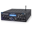 Pyle Wireless Bluetooth Power Amplifier System- 200W Dual Channel Sound Audio Stereo Receiver w/ USB, SD, AUX, MIC IN w/ Echo, Radio, LCD, For Home