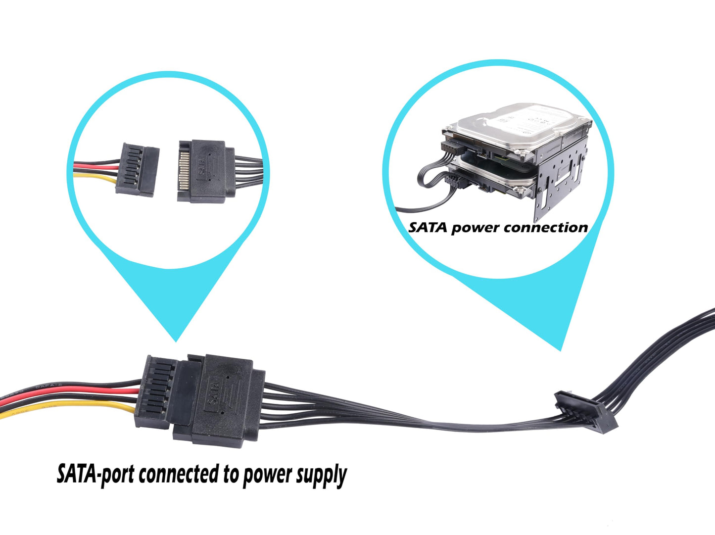 ELFJMZP SATA 15PIN Male to 6 SATA 15 Pin Female Power Splitter 1 to 6 Serial ATA Powered Expansion Cable for PC/NAS/Server SSD/HDD, DVD/CD-ROM - 28.3