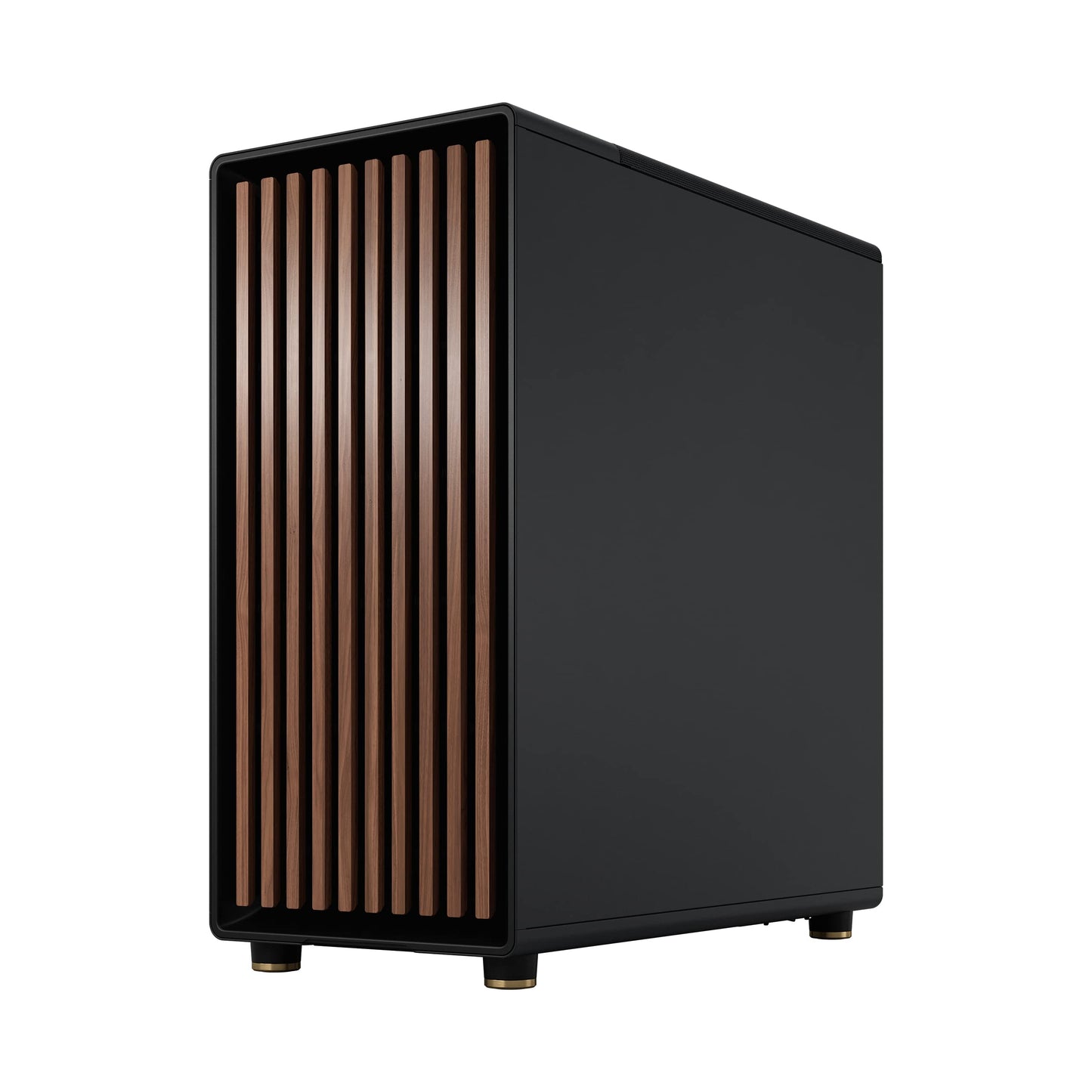 Fractal Design North Charcoal Black Tempered Glass Dark - Genuine Walnut Wood Front - Glass Side Panel - Two 140mm Aspect PWM Fans Included - Type C