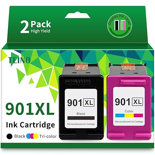 TEINO 901 Ink Cartridges Remanufactured Ink Cartridge Replacement for HP 901 901XL 901 XL use with HP OfficeJet J4680 J4580 4500 J4500 Series J4680c