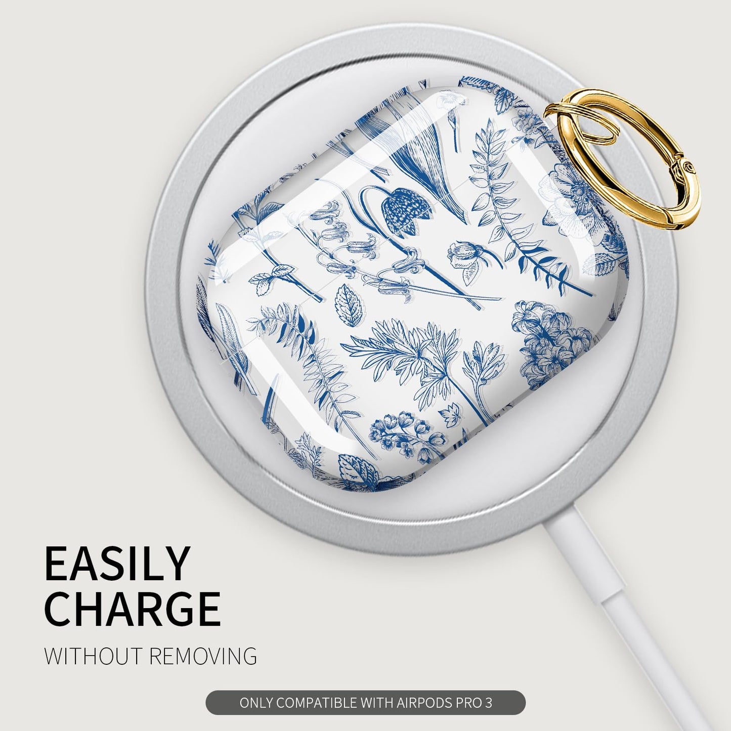 ZEKICE for AirPods Pro 3 Generation Case, Clear Flower Air Pod Pro 3 Case for Women Girly Cute Soft AirPod Pro 3 Cover with Keychain Strap for AirPod