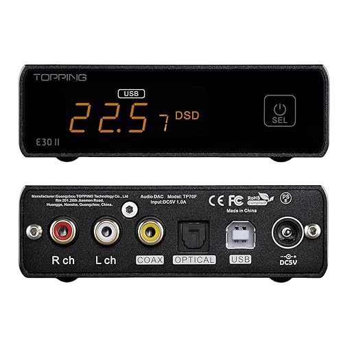 TOPPING E30 HiFi DAC - AK4493 Chips, 32Bit/768kHz Hi-Res Audio, Ultra-Low Noise Power Supply, PCM & DSD Decoding, XMOS XU208 Decoder