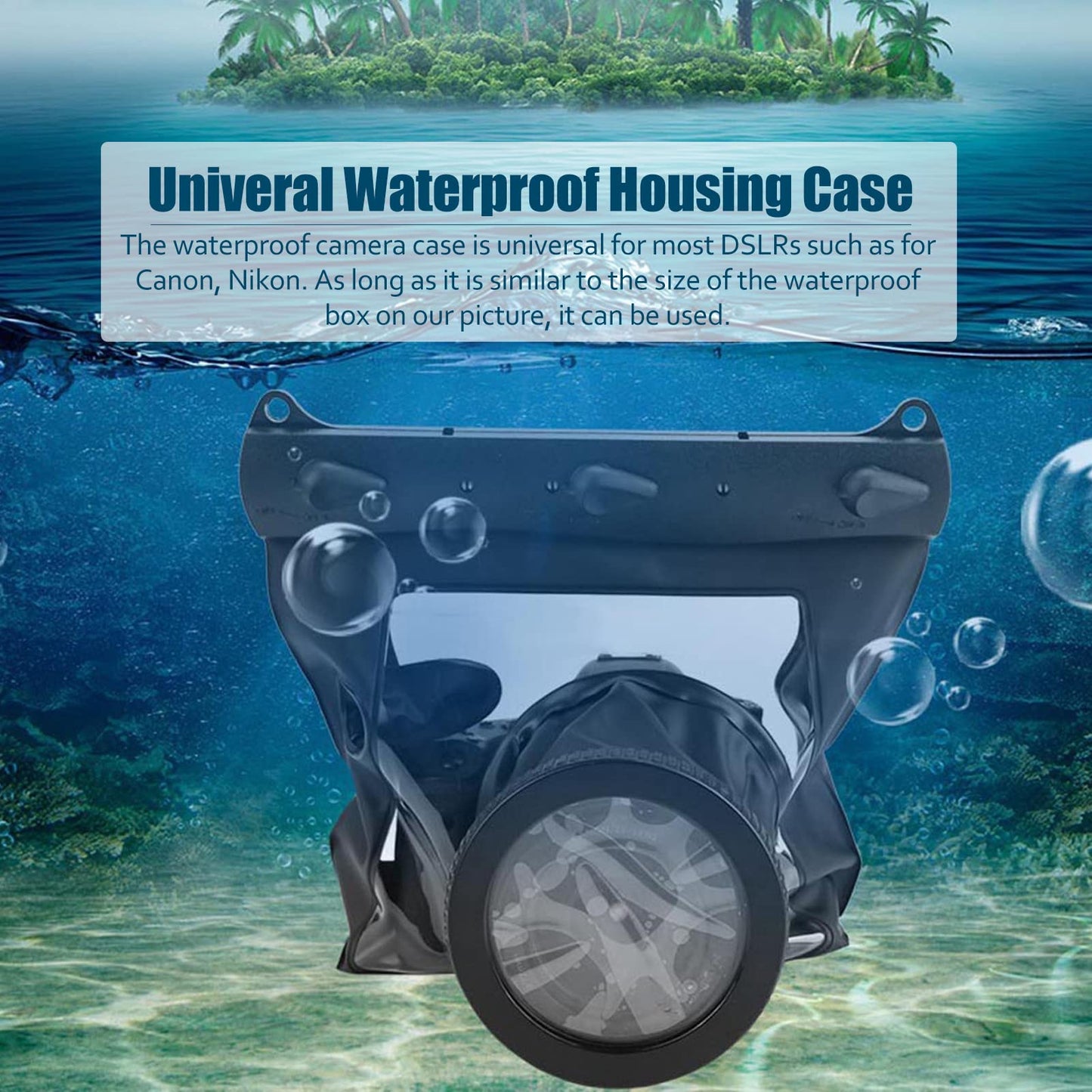 DSLR Camera Univeral Underwater Housing Case Pouch Bag,20-Meters Dving Case Bag Cover for and Other DSLR Cameras (Black)