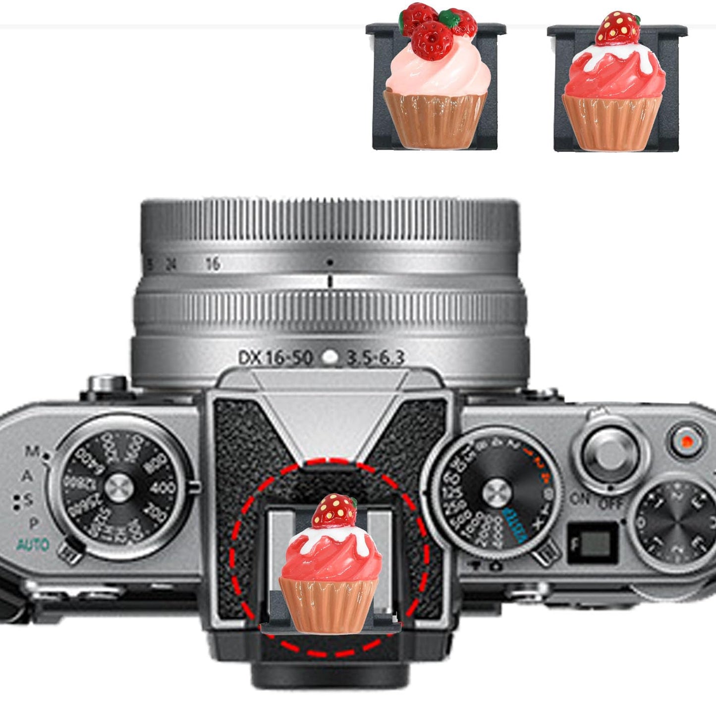Camera Hot Shoe Cover, Cute Hot Shoe Cap, Hot Shoe Protector Compatible with Sony Fujifilm Fuji Canon Nikon Pentax Leical Panasonic (2pcs Cupcakes)