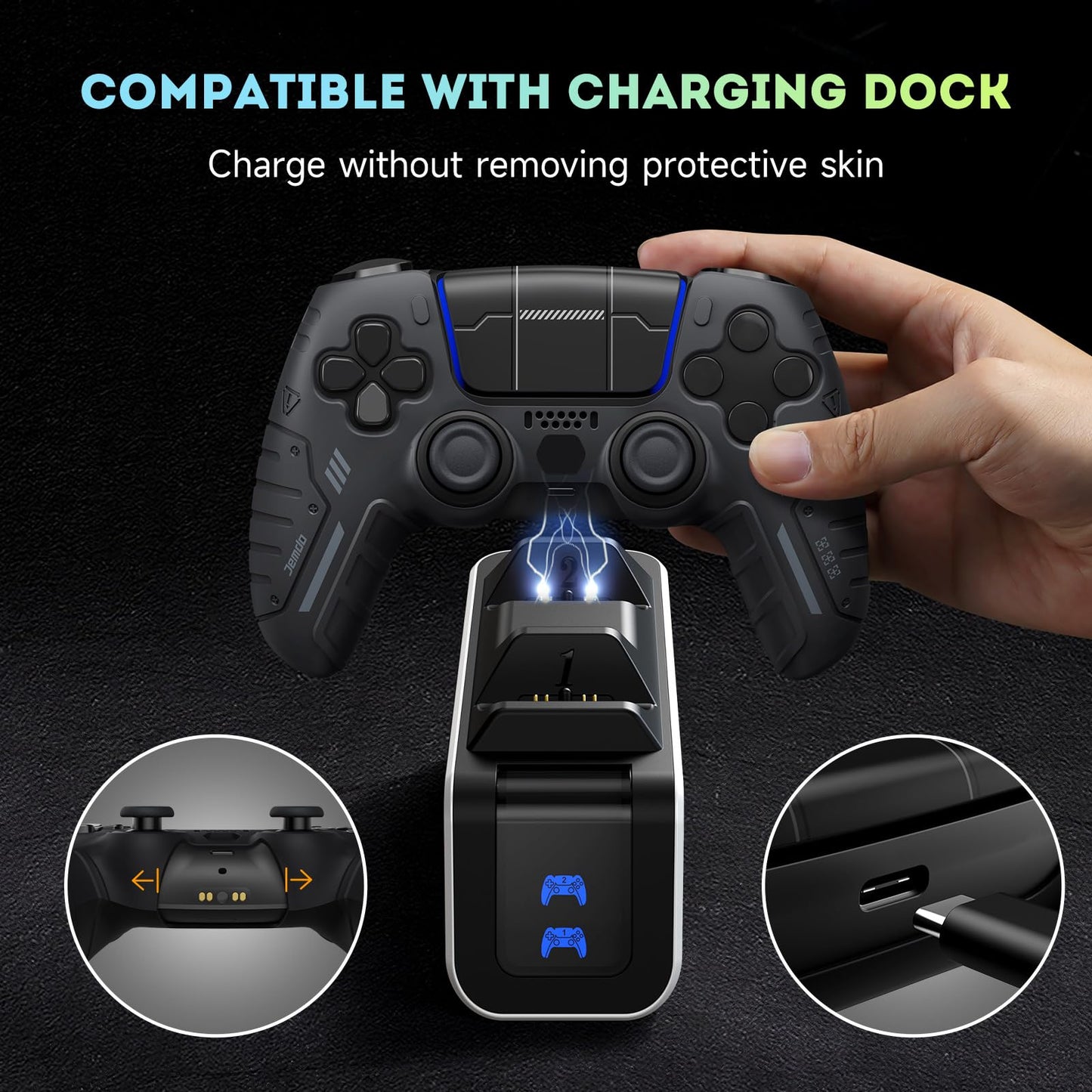 JEMDO Compatible/Replacement Silicone Cover for PS5 Controller, Premium Anti-Slip Soft Grip Skin for PS5 Wireless Controller/DualSense - Enhanced