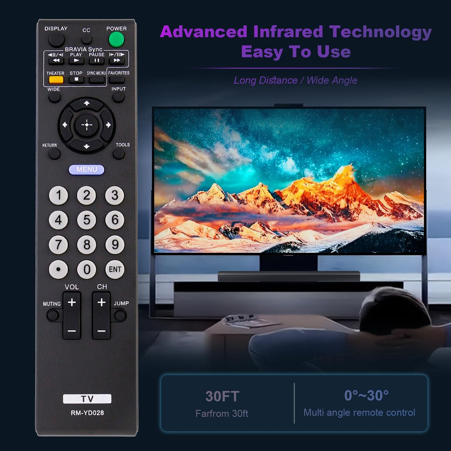 RM-YD028 Replaced Remote Control fit for Sony Bravia TV KDL-46VE5 KDL-46VL150 KDL-52S5100 KDL32L5000 KDL46S5100 KDL32XBR9 KDL52V5100 KDL46V5100